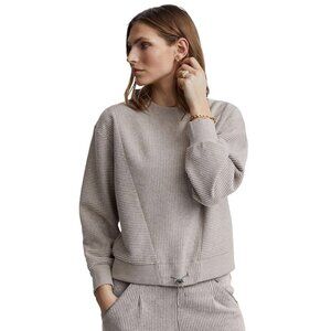 Varley Arleta Pullover Textured Sweatshirt Size L Ribbed Cropped Athleisure Yoga